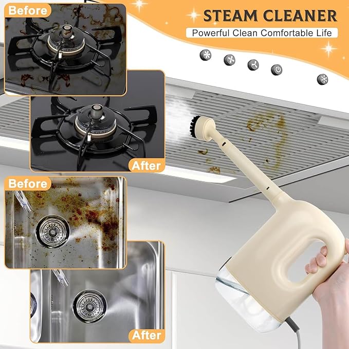 1200W Steaming Cleaner for Car High Temperature Pressurized Steam Machine Portable Handheld Steamer with Brush