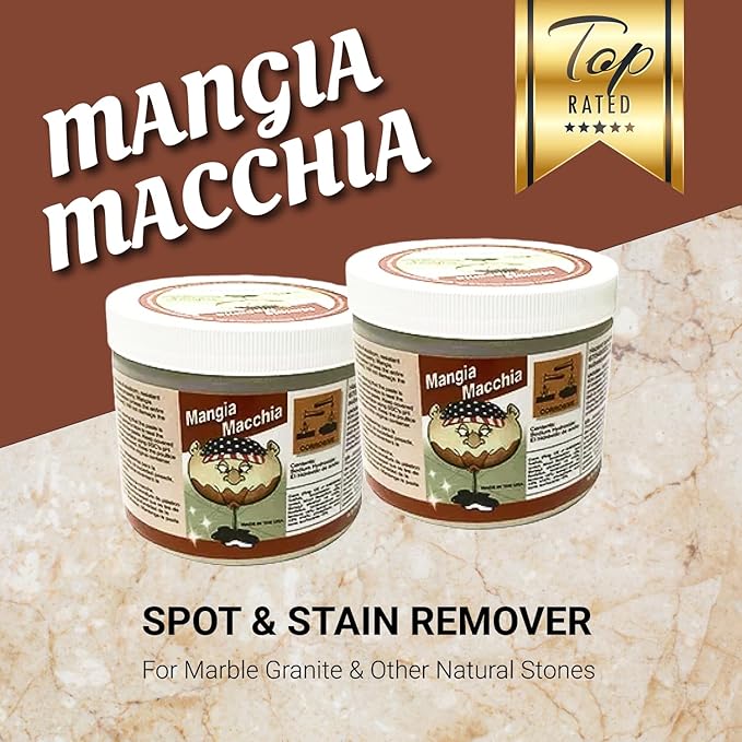 Mangia Macchia Spot &amp Stain Remover Paste for Marble Granite Travertine Limestone Quartz Non-damaging 16 oz [SET OF 2]