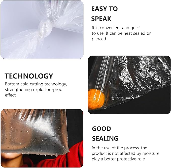 200pcs Pe Flat Plastic Trash Bags Disposable Garbage Bags 60x45cm 1.4mil Thickness Double-sided for Home Kitchen Waste Disposal