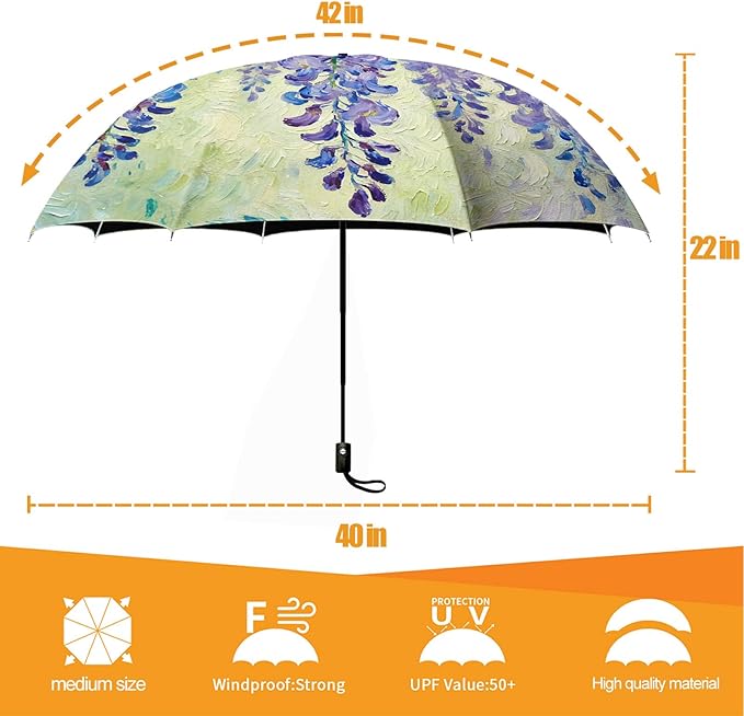 Small Compact Travel Automatic Folding Umbrella for Women Portable Lightweight Rain Wind UV Sun Shade