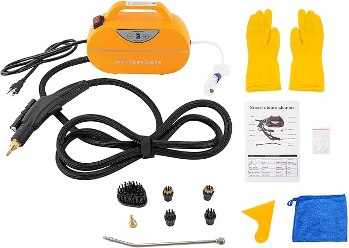 1800W Steam Cleaner for HomeYellow Handheld Steam CleanerPortable Steam Cleaner for Upholstery Kitchen Bathroom Hard Surface