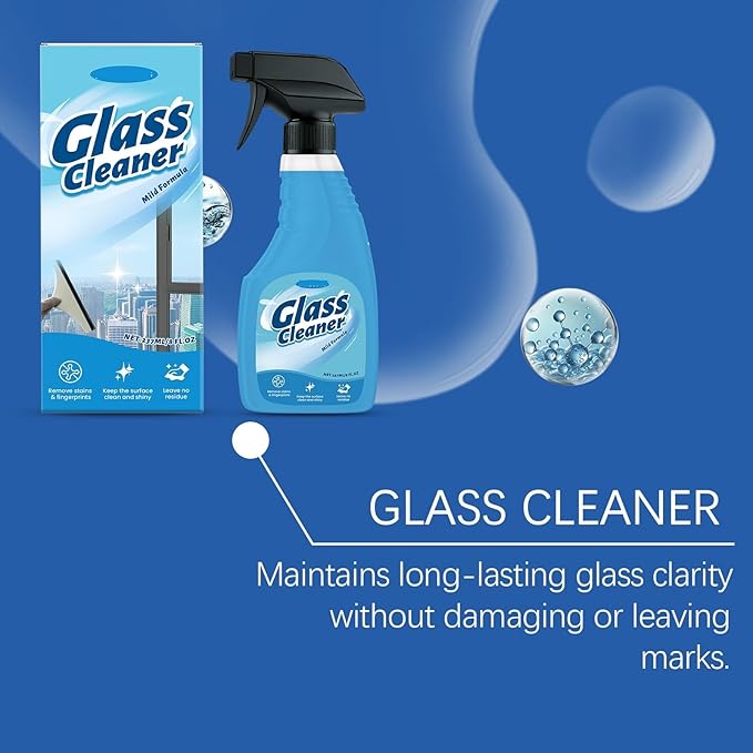 Streak-Free Glass Cleaner - Remove Fingerprints Water Spots &amp Stains Quick-Drying Formula(3pcs)