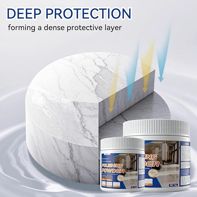 Marble Polishing Powder Granite Cleaner - No Machine Needed | Granite Polishing Kit Quartz Cleaner Countertop Professional-Grade Polishing for Natural Stone - Restores &amp Enhances Shine (10 oz)