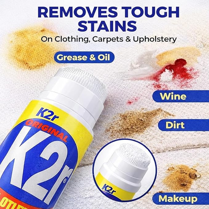 K2R SpotLifter Spot Remover Spray – Quick-Drying Stain Remover for Clothing Carpets Upholstery &amp Wallpaper – Built-In Brush Cap for No-Mess Touch-Ups – 10oz (2 1)