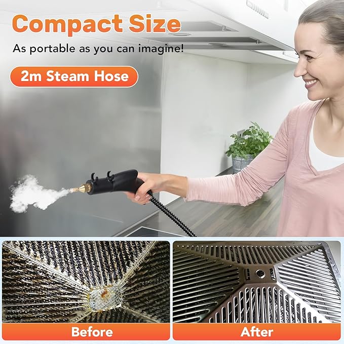 Steam CleanerHandheld Steam Cleaner1500ml High Pressure Steam Cleaner High Pressure Steamer for Cleaning for Home for Furniturefor Upholstery Car Kitchen CarpetsGrout and Tile (Orange)