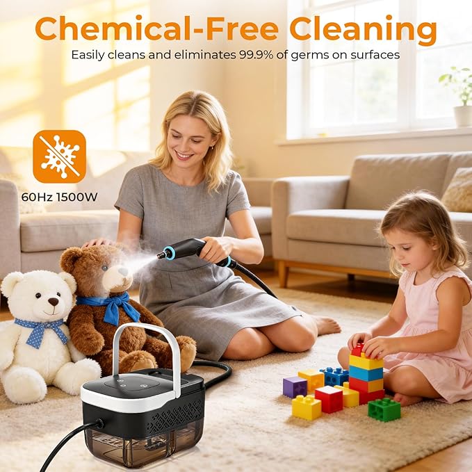 BEAMNOVA Handheld Steam Cleaner Car Steamer for Auto Detailing High-Pressure Multi-Purpose Steam Cleaning Machine 42 oz for Car Interior Kitchen Bathroom Grout &amp Tile Floors White