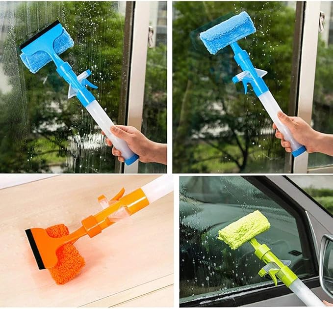 Glass Wiper - Double-Sided Window Scraper Cleaner Windshield Brush for Shower Floor Car Home/Office