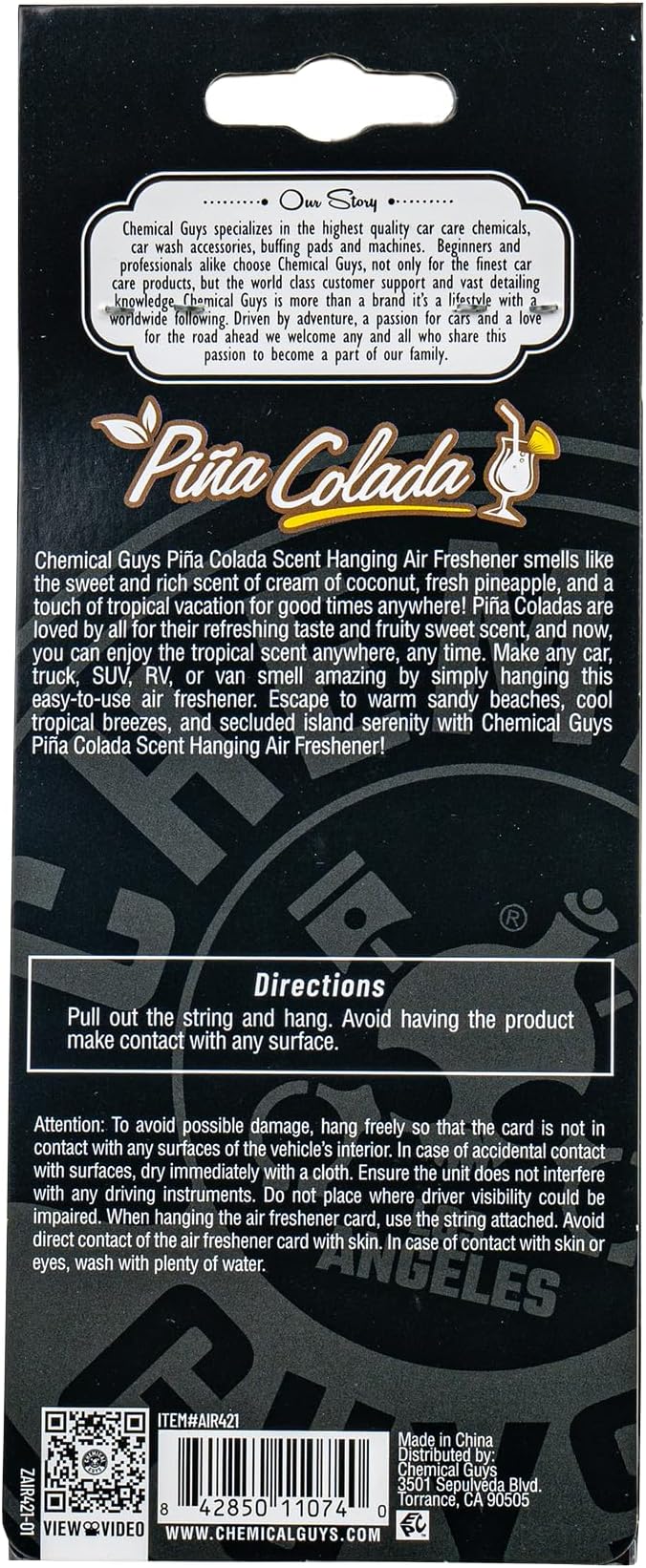 Chemical Guys Car Fresheners Hanging Air Fresheners - Pina Colada Scent for Cars Trucks SUVs RVs Home Office Work Dorm Room &amp More - 12 Pack