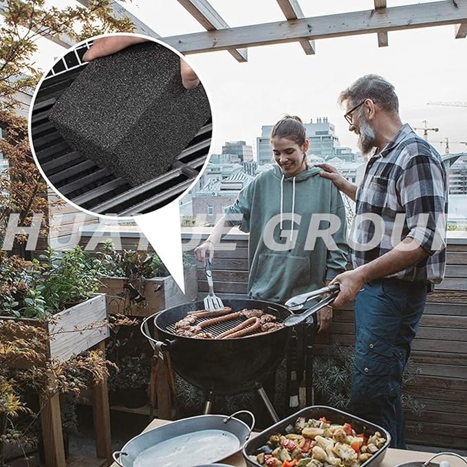 Grill Cleaning Brick 4-Pack – Non-Toxic Chemical-Free Commercial Grade Pumice Grill Cleaner Blocks for BBQ Grates Flat Top Griddle &amp Burnt Grease Removal