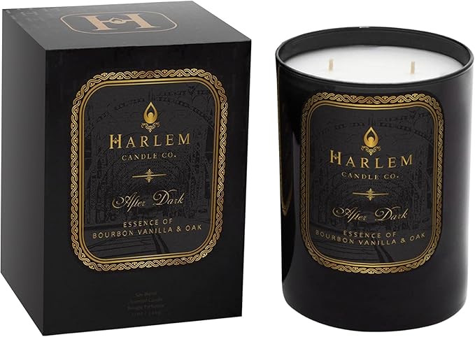 HARLEM CANDLE CO. After Dark - Luxury Scented Soy Candle 11 oz - 80-Hour Burn Time | Bergamot Saffron Bourbon Vanilla Oak | Scented Candles for Home