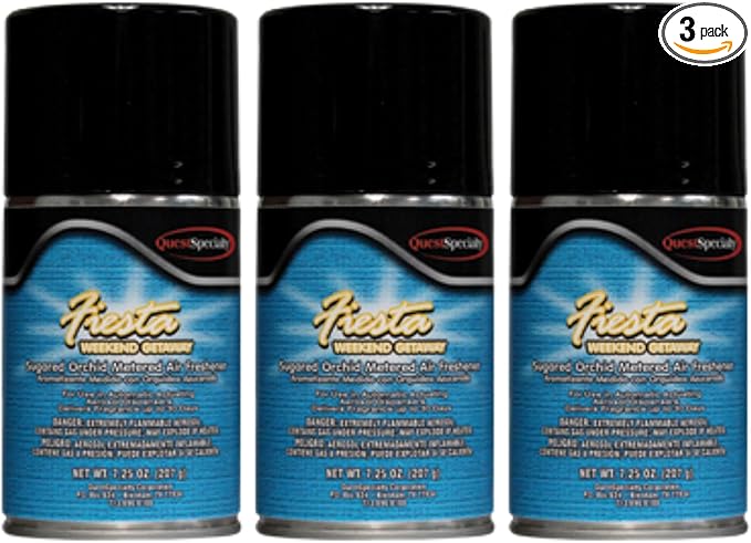 Quest 3162 FIESTA WEEKEND GETAWAY Metered Air Freshener (3 Pack). Works in all metered dispensers