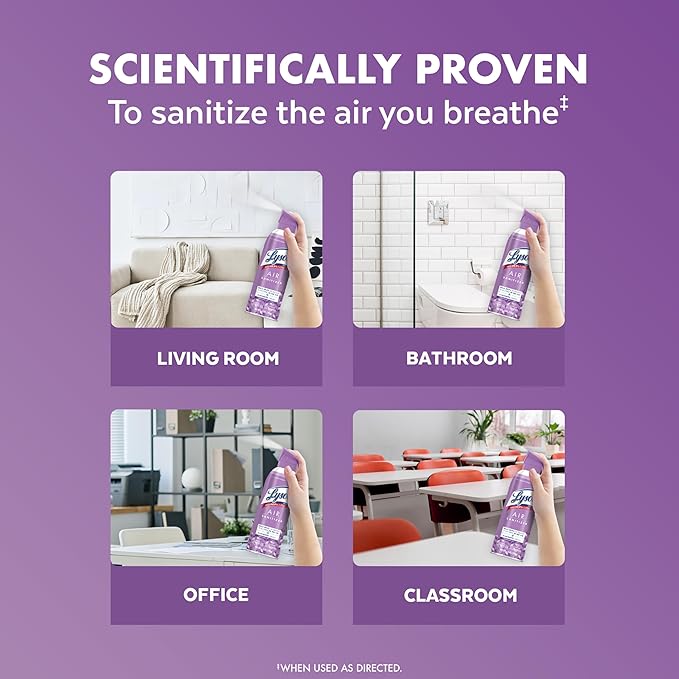 Lysol Air Sanitizer Spray with Bacterial Odor Eliminator for Home &amp Office Sanitizing Air Spray Air Freshener Alternative Lavender Sky Scent 10 oz (Pack of 3)