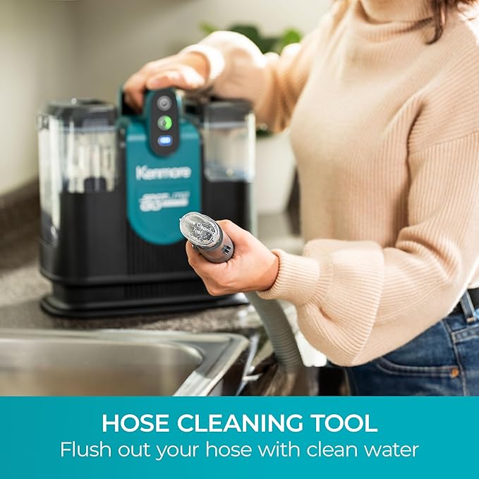 Kenmore KW1090 SpotLite Go 24V Cordless Brushless Portable Carpet Spot Cleaner 16Kpa Power Suction 55Mins Runtime with Hose Cleaning Tool for Pets Area Rugs &amp Couches