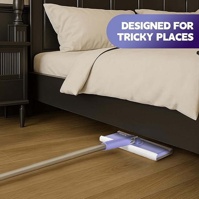 Disposable Sweeper Dust Mop No-Touch Attach &amp Remove Cloth Instantly Compatible with Swiffer Pads Clamp Clip Mop for Kitchen House Dorm Classroom Wood Hardwood Floor Wall Cleaning(50'')