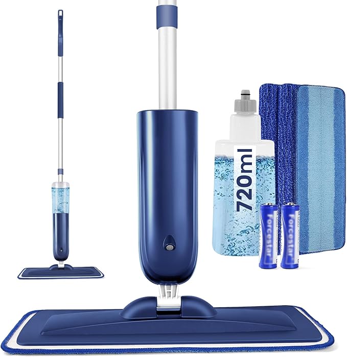 Power Mop for Floor Cleaning with 3 Washable Pads - Wet Dry Microfiber Mop with 720 ml Refillable Bottle for Kitchen Wood Floor Hardwood Laminate Ceramic Tiles Floors Dust Cleaning