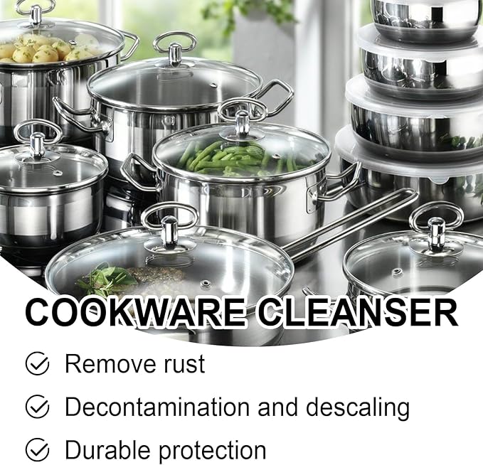Stainless Steel Cookware Cleaner Set - Removes Stubborn Grease Rust &amp Water Stains For Kitchenware &amp Faucets(3PCS)