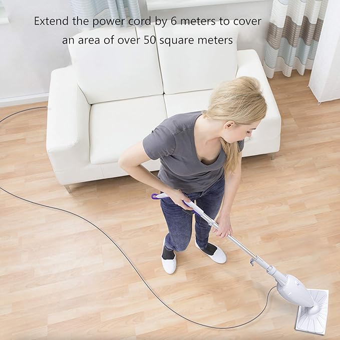 Steam Mop High-Temperature Cleaning Sweeping and Mopping Two-in-One Rechargeable Scrubbing Mop with 2 Washable Microfiber Mop Pads White (White)