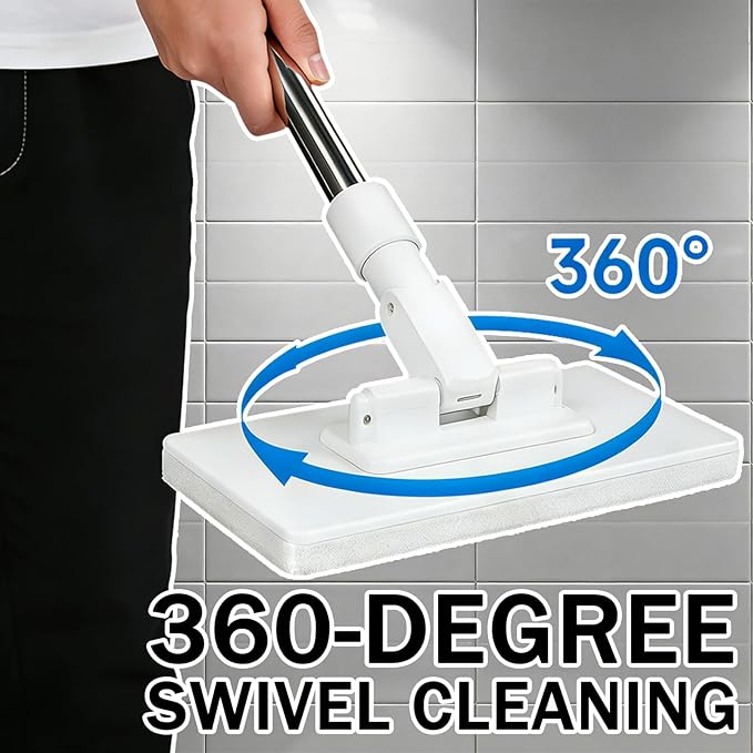 Snap Grip Mini Mop Zero Touch Cloth Changing Flat Mop with Automatic Hands-Free Clip Retractable 40 Inch Locking Handle for Gaps &amp Multi-Surface Cleaning Wet &amp Dry Includes 10 Reusable Clo