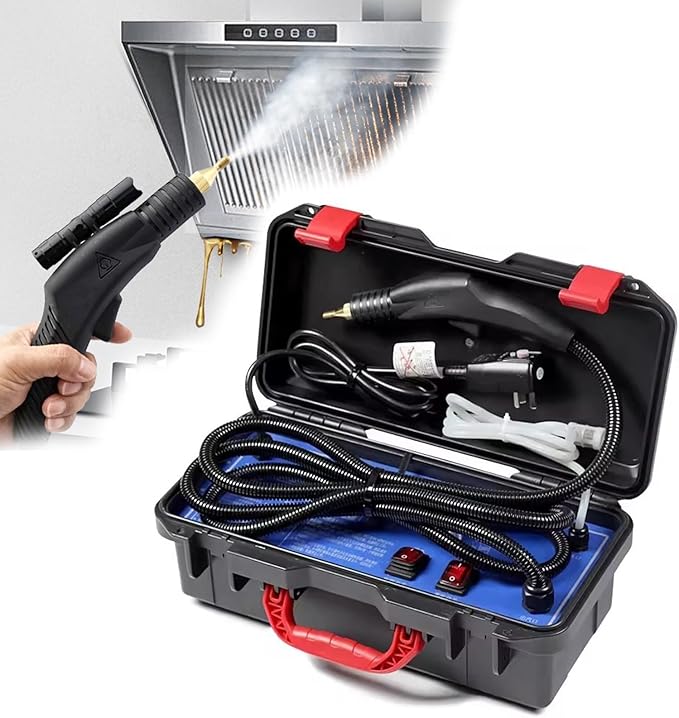 High Pressure Steam Cleaner - Portable Handheld Steamer with Hot and Cold Water Mode Tankless Design for AC Range Hood and Car Cleaning