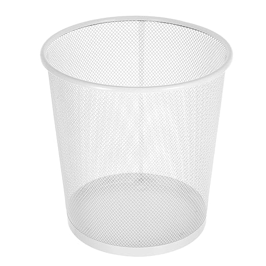 Mesh Iron Wire Desktop Garbage Can Medium Metal Wastebasket with Wide Opening for Office Home Desk Trash Bin Stylish Narrow Design