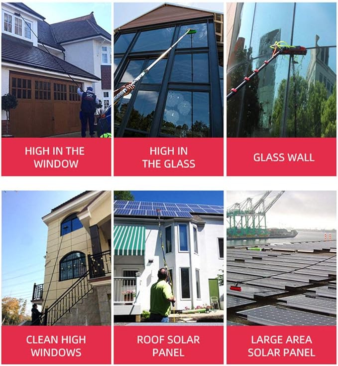3.6-11M Solar Panel Cleaner Window Clean Washing Set Equipment Telescopic Extension Pole Cleaning Kit Suitable for Window Cleaning Photovoltaic Panel Cleaning Trucks30FT/9M