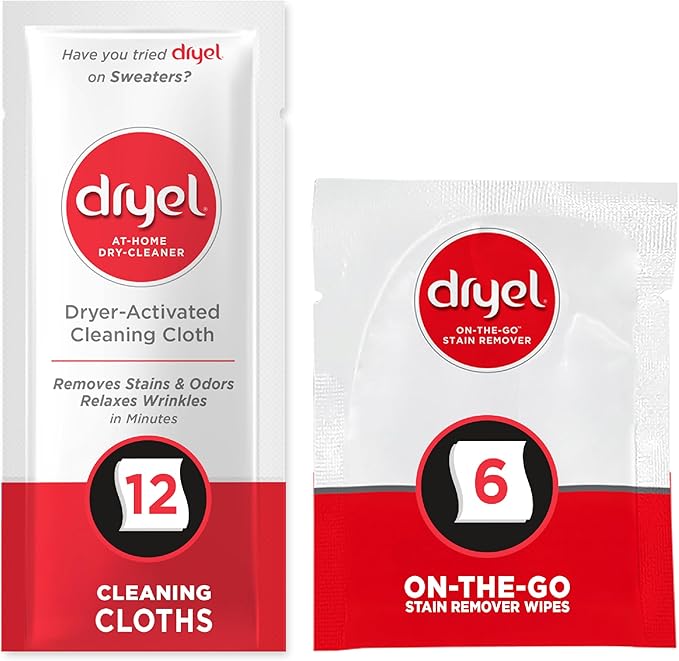 dryel At-Home Dry Cleaner Refill New and Improved Gentle Laundry Care for Special Fabrics and Dry-Clean-Only Clothes 12 Loads with On-the-Go Stain Remover