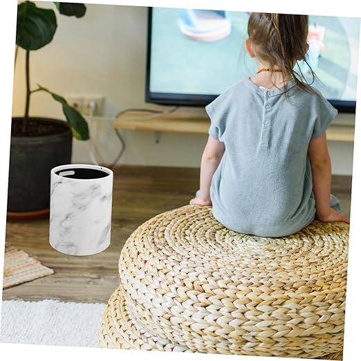 PRETYZOOM Marble Pattern Trash Can Garbage Container for Home Office Bedroom and Kitchen Stylish Wastebasket for Spaces Material Easy to Clean