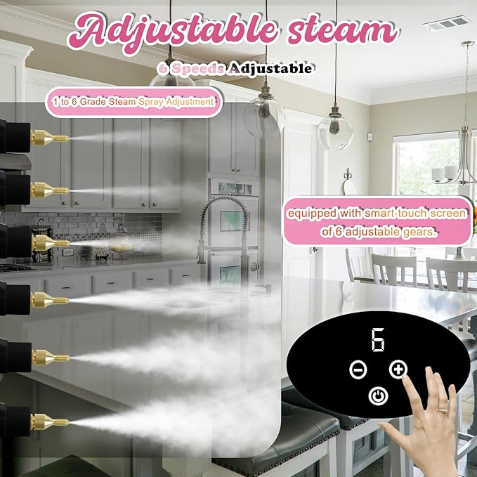2500W Handheld Steam CleanerSteamer for Cleaning15SFast Heating High Pressure Portable Steam Cleaner (Red-(New Version))