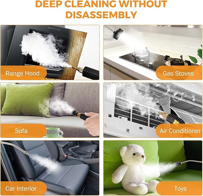 BEAMNOVA Power Car Steamer for Auto Detailing High Pressure Handheld Steam Cleaner with 1.4L 0.37Gal Water Tank 2500W Portable Electric Steam Cleaning Machine Home Use Kitchen Floors Tools
