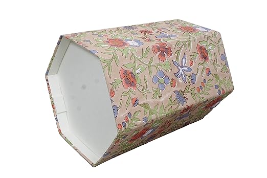 Generic 3.3 Gallon Cotton Hand Block Printed Paper Waste Basket |Small Decorative Trash Can for Housewarming Gifts in Living Room Bedroom Bathroom | Eco-Friendly Plastic-Free (1 CR. BLUE GREEN)