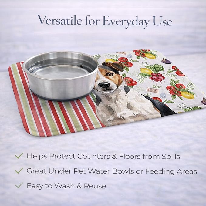 Caroline's Treasures Tricolor Russell Terrier Vegetables Dish Drying Mat Absorbent Dish Drying Mat Pad for Kitchen Counter Dish Drainer Mat for Countertop 14 x 21 Multicolor