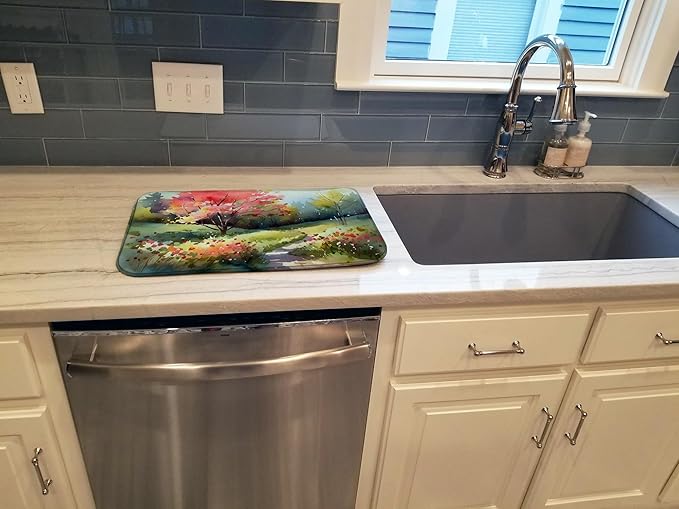Caroline's Treasures DAC1693DDM North Carolina Dogwoods in Watercolor Dish Drying Mat Absorbent Dish Drying Mat Pad for Kitchen Counter Dish Drainer Mat for Countertop 14 x 21 Multicolor