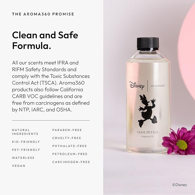 Aroma360 | Disney | Sassy Petals Fragrance Oil Blend | Daisy Duck | Luxury Aromatherapy Scent Diffuser Oil | Bergamot Rose and Amber 16.9 fl oz 500 mL
