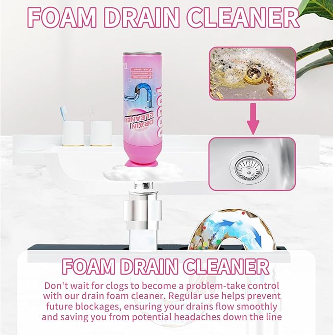 Foaming Drain Cleaner Sink Cleaner and Deodorizer Drain Clog Remover for Kitchen Sinks Shower Drains Tubs (2pcs)