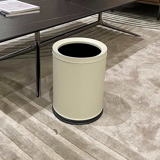 12L/3.1GAL White Bathroom Trash Can Without Lid Small Wastebasket for OfficeMetal Garbage Can for BedroomChildren's Room Powder RoomHotelBank (12L-White)