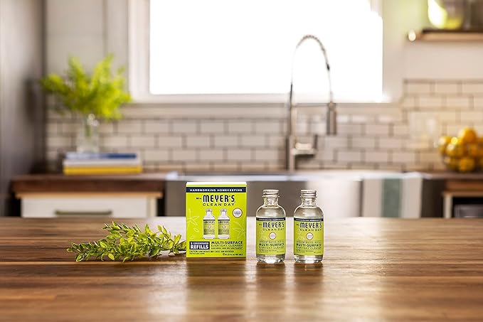 MRS. MEYER'S CLEAN DAY Multi-Surface Everyday Cleaner Concentrated Refills 4 Concentrated Refills (2 Fl. Oz. each) Lemon Verbena Scent Makes 64 Fl. Oz. Total
