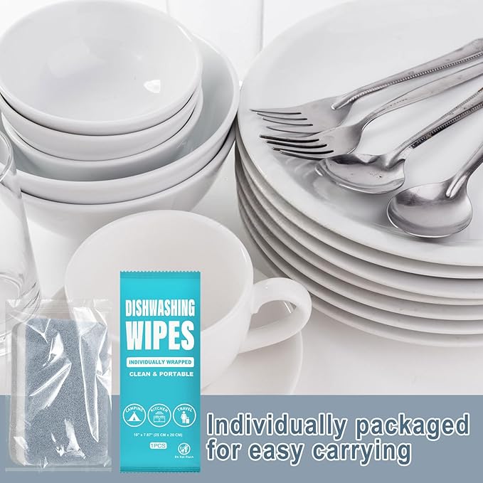 Individually Wrappe Dishwashing Sponges Bulk Kitchen Cleaning Scouring Pads Dish Sponges Washing Disposable Dishes Soap Wipes Scrubbers Short Term Rental Supplies for Travel Camping 60 Pack (Grey)