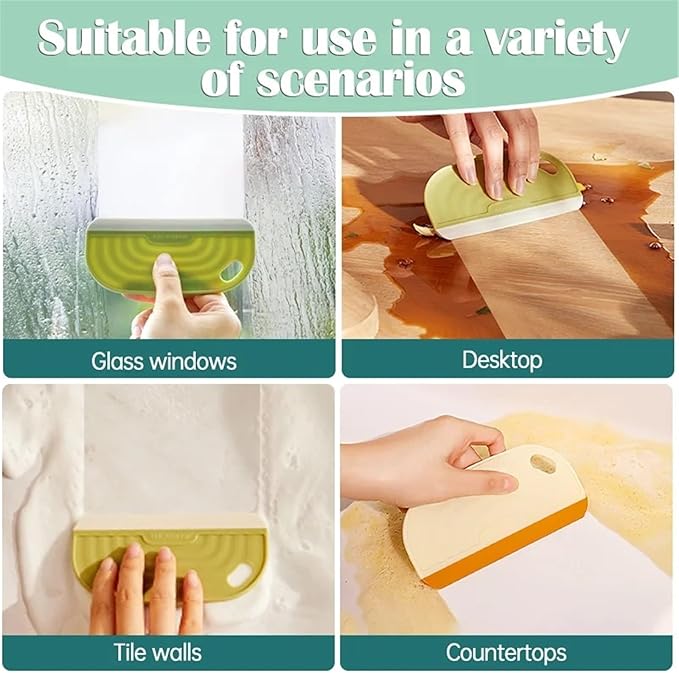 Glass Wiper Auto Glass Cleaning Tool Household Bathroom Kitchen Mirror Cleaning Wiper(Yellow-2pcs)