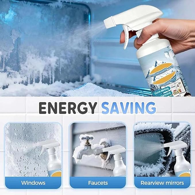 High Effective Refrigerator Defrosting Agent Defrosting Spray for Fridge Freezer 9.87 Oz - Efficiently Fast Removes Ice Refrigerator Cleaning Defrost Spray for Cleaning Inside (3)