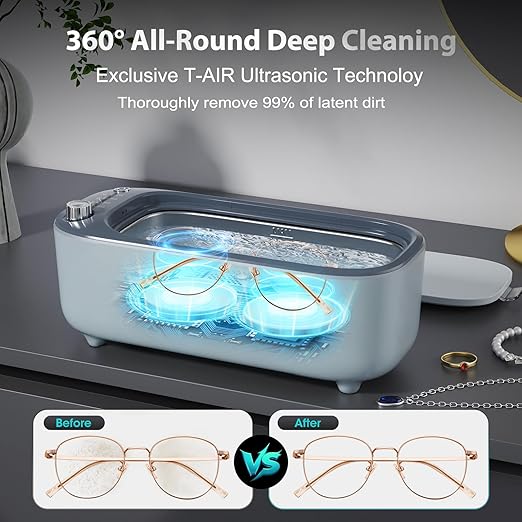 Ultrasonic Jewelry Cleaner Jewelry Cleaning Machine Smart Variable Frequency 47KHz - 50KHz Professional Sonic Cleaner with UV for Rings Glasses Watches Dentures Retainer Earrings Necklaces