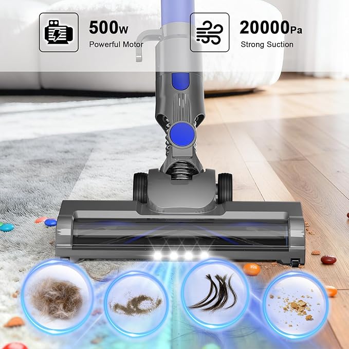 Intercleaner 23Ft Corded Vacuum Cleaner with LED Headlights &amp Large Dust Cup Powerful Suction for Hard Floors &amp Carpets Adjustable Stick Perfect for Pet Hair Wall Mount Storage