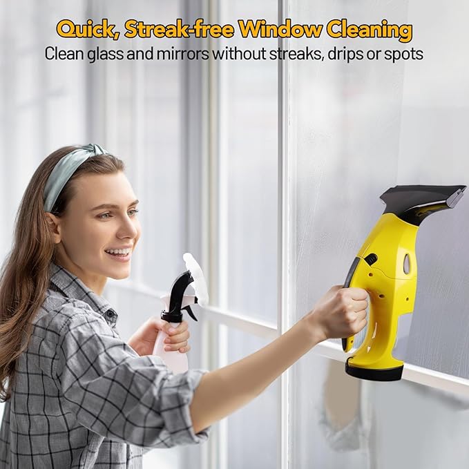 Rechargeable Window Vac Electric Window Vacuum Squeegee with 11 in. and 6.7 in. Squeegee Blades Cordless Window Vacuum Cleaner Set for Cleaning Windows Shower Doors Mirrors Tiles