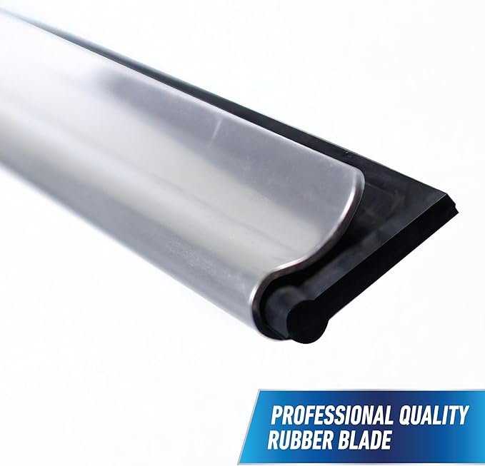 Unger Professional Connect and Clean 18” Proflex 2-in-1 Squeegee and Scrubber High Access Window Cleaning Tool with Pivoting Head Commercial and Residential Use Reusable Microfiber Sleeve