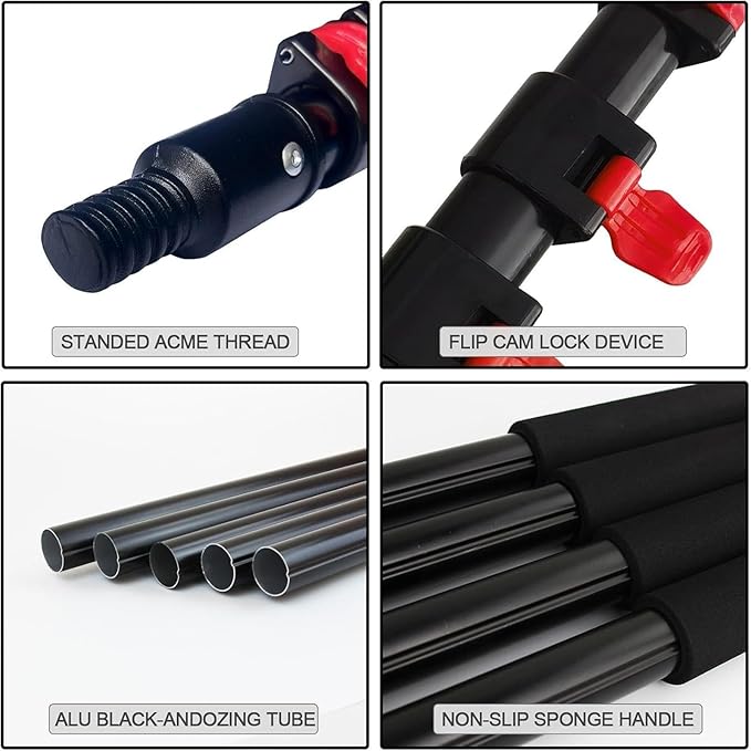 Telescopic Window Cleaner Window Cleaning Poles Water Fed Pole Kit Outdoor Window/Solar Panel Cleaner Water Fed Brush Extendable Solar Panel Washing(18FT/5.4M)