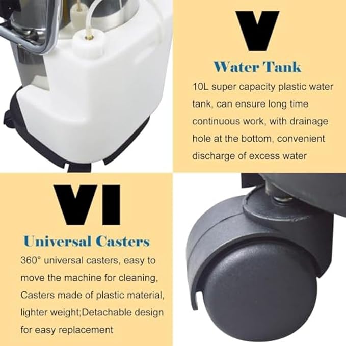 1034w Commercial Carpet Cleaning Machine 2 in 1 Carpet Spraying Floor Brush Cleaner Extractor Vacuum Washing Machine 2 Independent Water Tanks for Sewage and Clean Water 30L