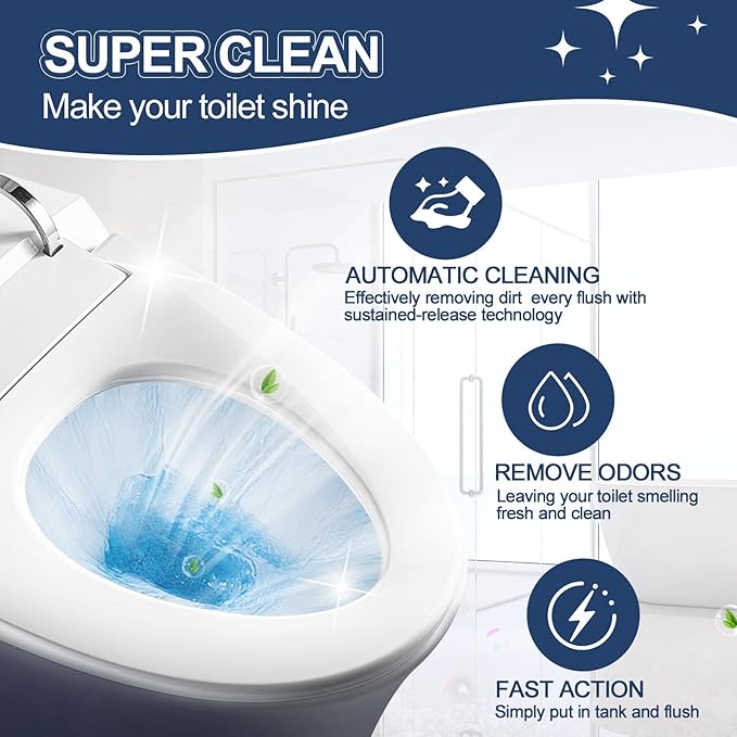 Toilet Bowl Cleaners Automatic Long-Lasting Blue Toilet Cleaner Bottle Septic Safe Toilet Bowl Tablets in Bottles Fresh Bathroom &amp Deodorize 9 Pack 2300 Flushes Each