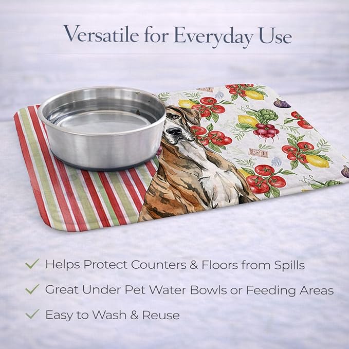 Caroline's Treasures Brindle Great Dane Vegetables Dish Drying Mat Absorbent Dish Drying Mat Pad for Kitchen Counter Dish Drainer Mat for Countertop 14 x 21 Multicolor