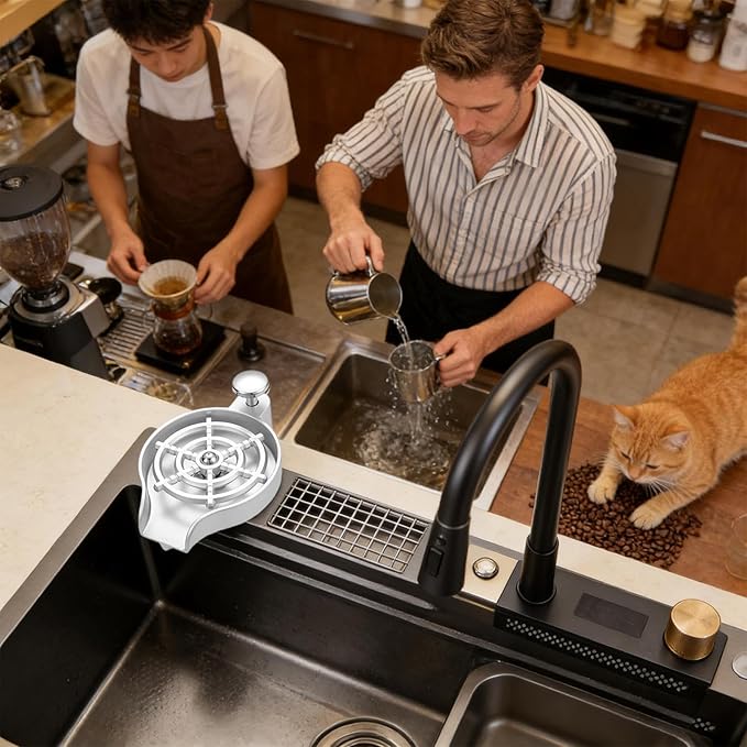 Cup Rinser For Kitchen Sink | High Pressure Stainless Steel Kitchen AccessoriesSink Cup Rinser Attachment - for Hospitality Restaurant and Home Kitchens
