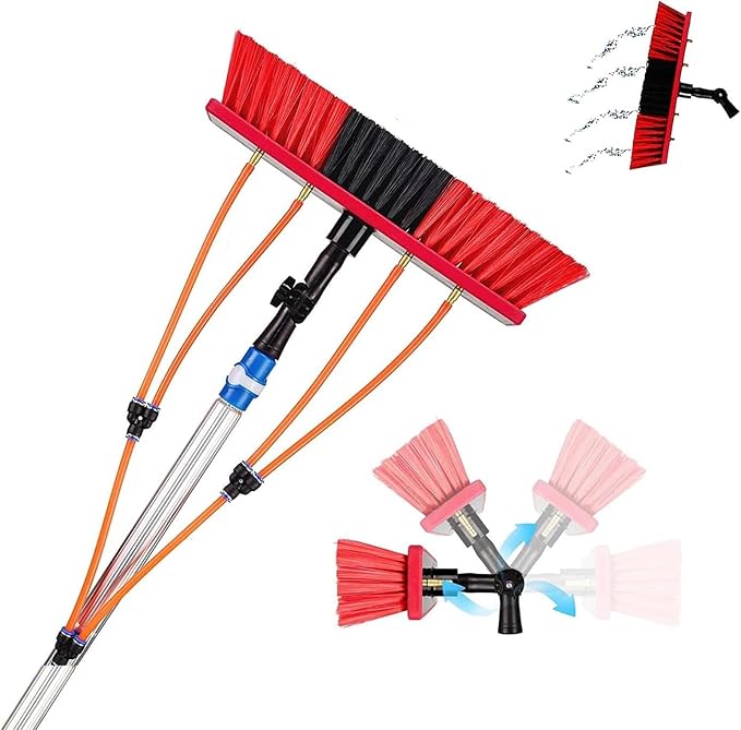 Window Cleaner Conservatory Roof Cleaner Water Fed Brush Window Cleaning Poles Water Fed Pole Kit Solar Panels Cleaning Tools with 20M Water Pipe(50cm haed36FT/10.8M)