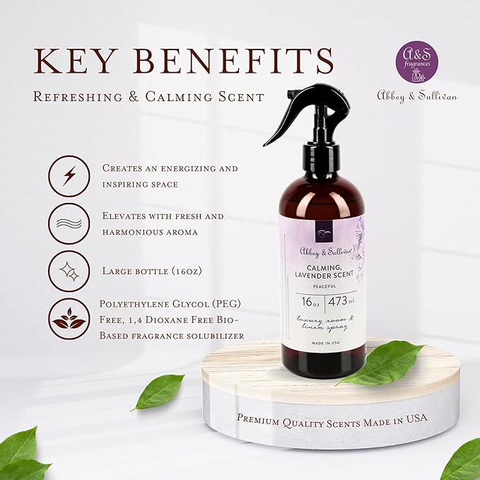 Abbey &amp Sullivan Linen Spray Peaceful Lavender Fabric Freshener and Fragrance Room Spray Pack of 2 16 oz